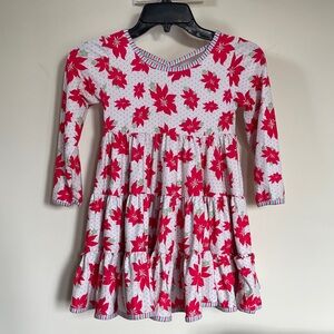 Sweet Caroline Christmas Poinsettia Twirl Dress Girls 5/6 Tiered Holiday Boutiqu